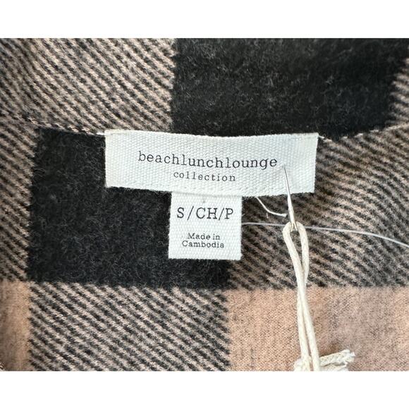 NWT Beach Lunch Lounge Button Up Shacket Size Small Women’s Black Tan - Picture 3 of 8
